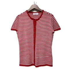 【中古】　YVES SAINT LAURENT　カーディガン　90s vintage　90年代　半袖　サマーニット　レイヤード　ナイロン　レーヨン　ボーダー　ハイゲージ　日本製　古着　/2495