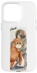 Punch – かわいい赤ちゃん猿とオランウータンのぬいぐるみ 水彩 スマホケース iPhone 15 Pro Max 用のサムネイル