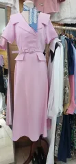 ピンクベルト ロング ONE PIECE スーツスタイル