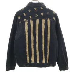 ROCAWEAR ロカウェア リネンブレンド 星条旗 デニムジャケット 40 ネイビー系 ジージャン メンズ 古着のサムネイル