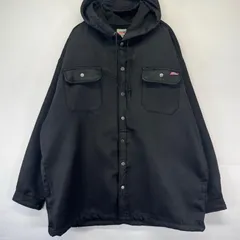 古着 ディッキーズ Dickies ジャケット フード ワーク パーカー 胸ポケット ワンポイントロゴ 大きいサイズ 3XL  ブラック系 メンズ