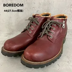 BOREDOM ボアダム レースアップブーツ ワインレッド ブラウン 茶 44サイズ 27.5cm サイドジップ ワークブーツ プレーントゥ 靴 シューズ 革靴 メンズ モード ロック カジュアル  レザーブーツ ★ ◆■のサムネイル