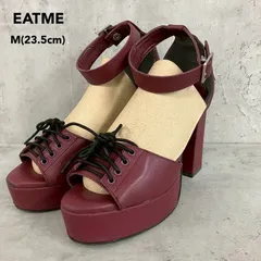 EATME イートミー レースアップ オープントゥ サンダル バーガンディ 赤 紫 M 23.5cm 厚底 ヒール 編み上げ リボン 靴 シューズ レディース 地雷系 量産系 ゴスロリ 美脚 完売品 ★ ■■