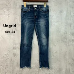 Ungrid アングリッド size24 デニムブルー インディゴヘムストスリデニム ズボン ボトムス スキニー スリム ストレッチ カットオフ フリンジ ダメージ 加工 インディゴ カジュアル ローライズ 細身 タイト 人気 ★ ■■