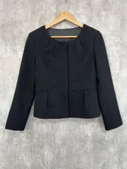 NOLLEY'S ノーリーズ 日本製 ペプラム ノーカラー ジャケット size40/黒 ■◇ レディースのサムネイル