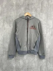 adidas アディダス プリント フーディ ジップアップ パーカー sizeM/グレー ■◇ メンズ