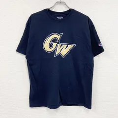 Champion　チャンピオン　半袖プリントTシャツ　デカロゴ　刺繍ロゴ　現行　紺　ネイビー　XLサイズ　古着【値引き交渉OK！】