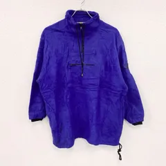 ～90s　EXP　フリースジャケット/ボアジャケット　ワンポイント　カンガルーポケット　ヴィンテージ　青　ブルー　XSサイズ　古着【値引き交渉OK！】