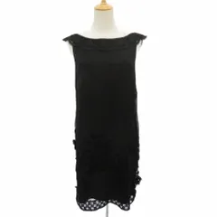アルベルタ フェレッティ ALBERTA FERRETTI ワンピース ひざ丈 シルク 38 M 黒 ノースリーブ レース装飾 ラウンドネック /SY31 ■ECC002のサムネイル