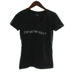 エンポリオアルマーニ EMPORIO ARMANI Tシャツ カットソー 半袖 Vネック ロゴ プリント M 黒 ブラック /XZ ■GY99のサムネイル