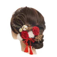 特価商品　浴衣 浴衣 袴 着物 振袖 ヘッドドレス 色打掛 花嫁 ブライダル ウェディング 和装 ヘアアクセサリー かすみ草 成人式前撮り 前撮り 結婚式 プリザーブドフラワー 黄 シルバー ゴールド 七五三 白 赤 花 銀 金 銀箔 (レッド) 金箔 紐 水