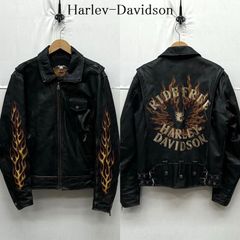 Harley-Davidson レザージャケット フレイム刺繍 - メルカリ