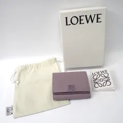 Ft642811 ロエベ 三つ折り財布 トライフォールド ウォレット アナグラム パープル メンズ LOEWE 未使用
