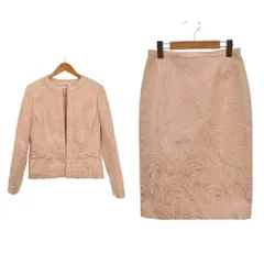 ハナエモリ HANAE MORI セットアップ ノーカラージャケット タイトスカート ピンク ベージュ ■ECC004のサムネイル