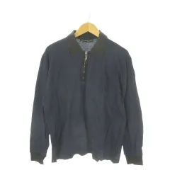 セリーヌ CELINE HOMME ポロシャツ L 紺 ネイビー 長袖 ハーフジップ チェック柄 /AO28 ■GY99のサムネイル