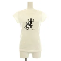 アニエスベー agnes b. Tシャツ カットソー 半袖 トカゲ柄 プリント コットン 1 白 ホワイト 0230218 /KU ■BM