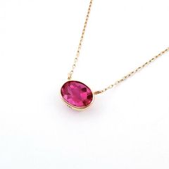 天然 ルビー ネックレス K18 YG 0.5ct 刻印有 18金 一粒 - メルカリ
