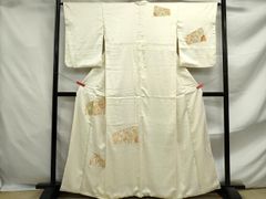6k1628 着物 正絹 袷 訪問着 蝶 白 金色 茶色 赤 青 柄物 和装 - メルカリ