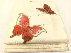 平和屋着物●アンティーク　大正ロマン　総刺繍　手刺繍　駒刺繍　太鼓柄京袋帯　舞蝶文　金糸　正絹　逸品　CABG7882vp