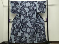 有松鳴海絞り 総絞り 藍色 蝶 花柄 手縫い仕立て - メルカリ