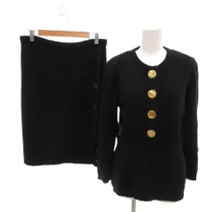 ジバンシィ GIVENCHY BOUTIQUE 美品 ヴィンテージ セットアップ ニット ジャケット スカート ウール メタルボタン ブラック /YJのサムネイル