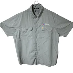 CHM Carhartt FORCE 半袖 ワークシャツ グレー 刺繍ロゴ ボタンダウン RELAXED FIT ビッグサイズ メンズ レディース ユニセックス 古着