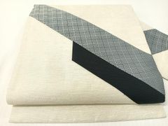 ☆【庭野三樹夫】単衣正絹江戸小紋 着物 グリーンベージュ系 角通し 