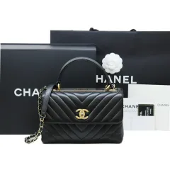 状態良し CHANEL シャネル シェブロン トレンディ CC スモール トップハンドル A92236 +新品インナーバッグのサムネイル