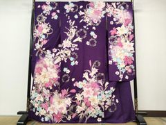 8149 紫 熨斗 豪華 振袖 着物 正絹 おしゃれ 襦袢セット - メルカリ