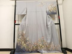 訪問着 身丈156 裄66 菊花 桔梗 萩 霞 松 着物 053b | Mercari