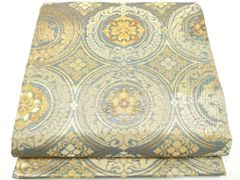 期間限定】豪華絢爛!!袋帯 【正絹 六通】逸品 グリーン×金糸 成人式 
