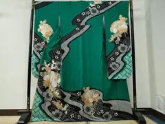 平和屋着物●ブライダルファッションデザイナー・桂由美　振袖　十二単風　檜扇御所車舞桜文　金彩　正絹　逸品　CABE2873yc