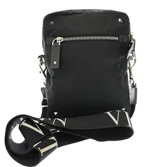 ヴァレンティノ ガラヴァーニ VALENTINO GARAVANI ロックスタッズ クロスボディ ナイロン ロゴ ベルト ショルダー バッグ 黒 ブラック ブランド古着ベクトル 中古☆AA★●▲250519のサムネイル