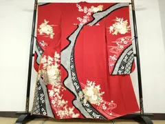 平和屋着物●ブライダルファッションデザイナー・桂由美　振袖　絞り　花車文　金銀彩　正絹　逸品　DABD9276ud