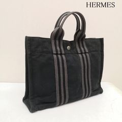 美品】HERMES フールトゥPM ブラック キャンバストートバッグ - メルカリ 美品】HERMES フールトゥPM ブラック キャンバストートバッグ - メルカリ