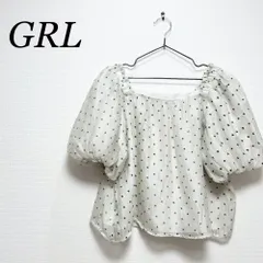 GRL グレイル ドット 半袖 トップス パフスリーブ クロップド ショート丈