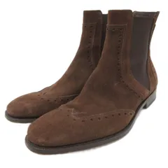 サルヴァトーレフェラガモ Salvatore Ferragamo サイドゴアブーツ ラウンドトゥ ローヒール スエード 皮革 7.5 25.5cm 茶 ブラウン ■IBO91