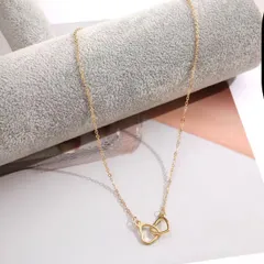 インターロッキング ダブルハート ネックレス