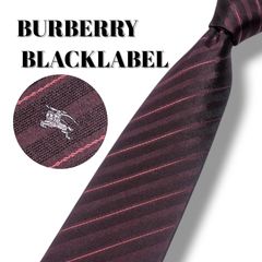 極美品】 バーバリーブラックレーベル ネクタイ ホースロゴ ブラック ストライプ BURBERRY BLACK LABEL バーバリーブラックレーベル ネクタイ