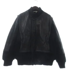 ジバンシィ GIVENCHY ジェントルマン ニットブルゾン ジャケット 長袖 レザー 切替 黒 ブラックのサムネイル