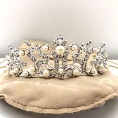 【タグ付き/未使用】Hatsuko endo ウエディング ヘッドドレス ティアラ パール クリスタル ハツコ エンドウ SGKY26-1662のサムネイル