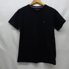 トミーヒルフィガー Tシャツ 半袖 黒 ブラック メンズ XS ストレート 中古品