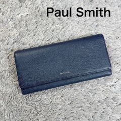 ポールスミス 長財布 スミシーハート かぶせ ブラック ブルー レザー 