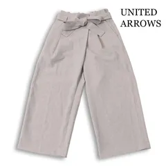 【美品】UNITED ARROWS ユナイテッドアローズ 春夏★ ドレープ ワイド ガウチョ パンツ 日本製 Sz.36 レディース 灰