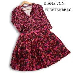 【美品】DIANE VON FURSTENBERG ダイアン・フォン・ファステンバーグ 春夏★ シルク ラップ ワンピース Sz.4 レディース 黒