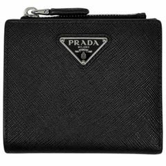 現行◇PRADA 二つ折り財布 三角プレート サフィアーノレザー 黒 - メルカリ