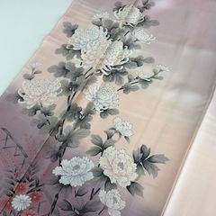 D694 訪問着 手描き花模様 正絹 着物 単衣 極美品 - メルカリ