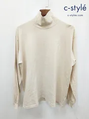 V182 [人気] AURALEE オーラリー ハイネックTシャツ 3 ベージュ系 長袖 LUSTER PLAITING HI NECK TEE 綿100％ 日本製 | ★