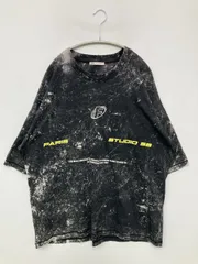 ZARA ザラ Tシャツ/カットソー L ブラック 前面プリント バックプリント ブランドロゴ その他総柄 ミドル丈 半袖 半端袖 クルーネック(丸首)