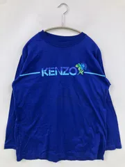 KENZO ケンゾー Tシャツ/カットソー M ブルー 前面プリント ブランドロゴ ミドル丈 長袖 クルーネック(丸首)